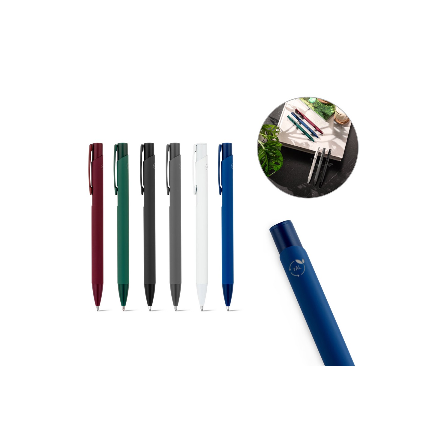 CLINT. Pióro kulkowe z recyklingowanego aluminium (100% rAL) z gumowym wykończeniem
