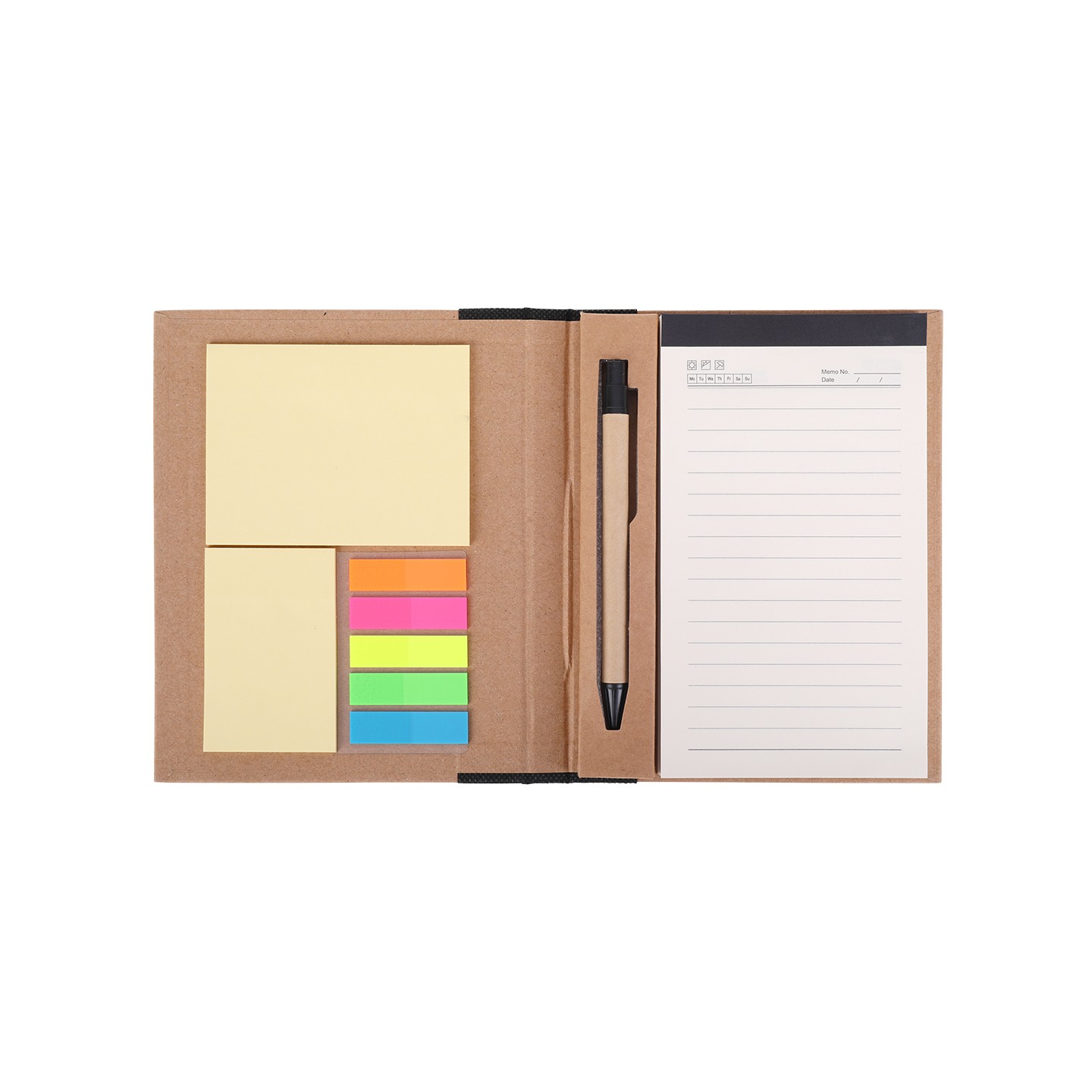 Notes memo 100x180/70k linia Kraft Paper, czarny/beżowy