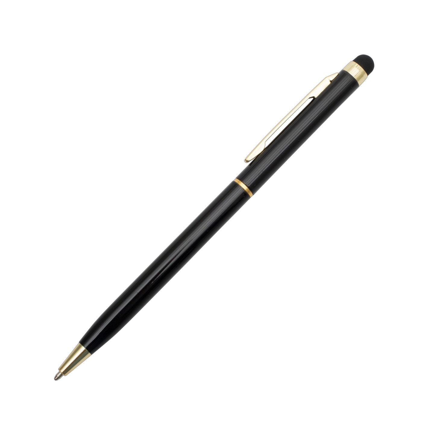 Długopis aluminiowy Touch Tip Gold, czarny