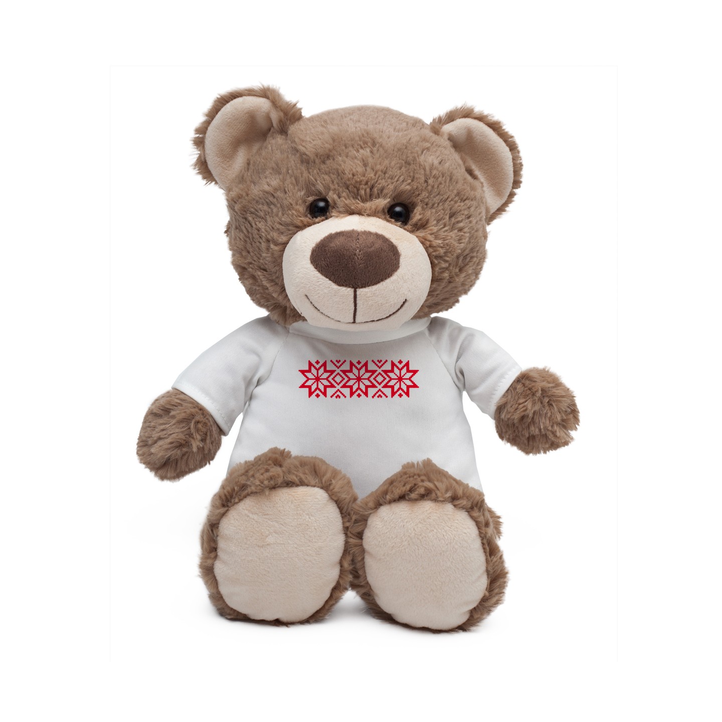 Maskotka Big Teddy w koszulce z motywem świątecznym, brązowy