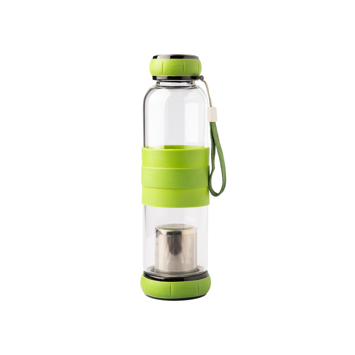 Szklana butelka z zaparzaczem do herbaty Sulmona 550 ml, zielony