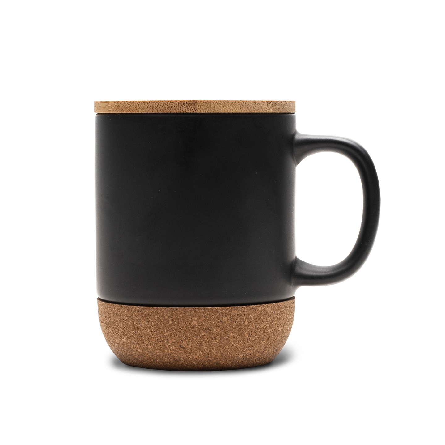 Kubek ceramiczny z bambusową przykrywką Giulia 400 ml, czarny