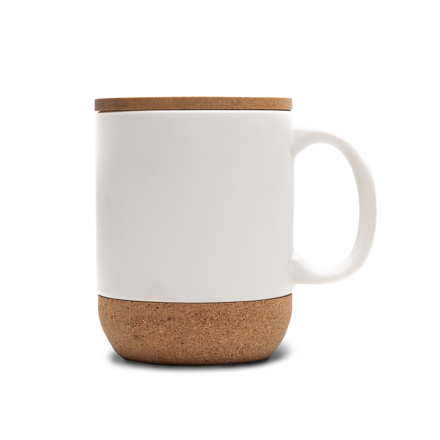 Kubek ceramiczny z bambusową przykrywką Giulia 400 ml, biały