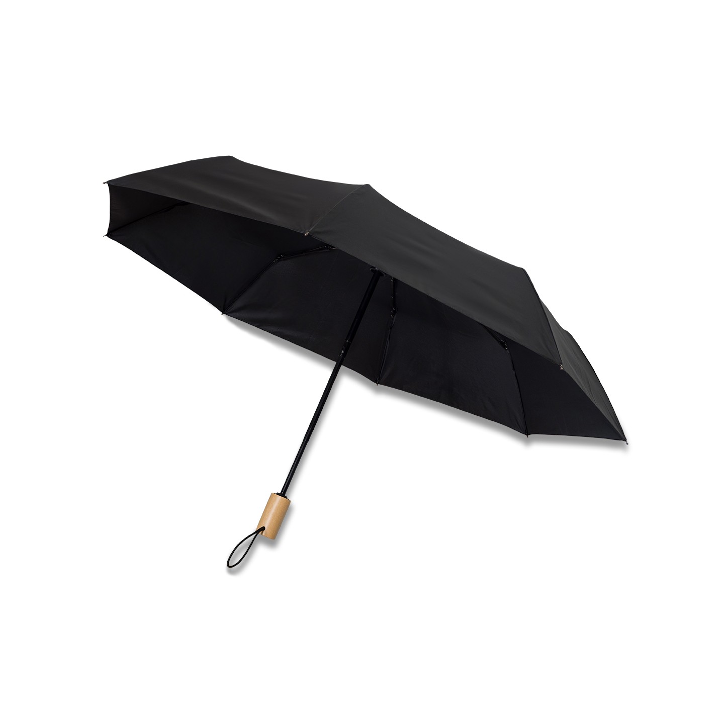 Parasol z drewnianą rączką Granton, czarny