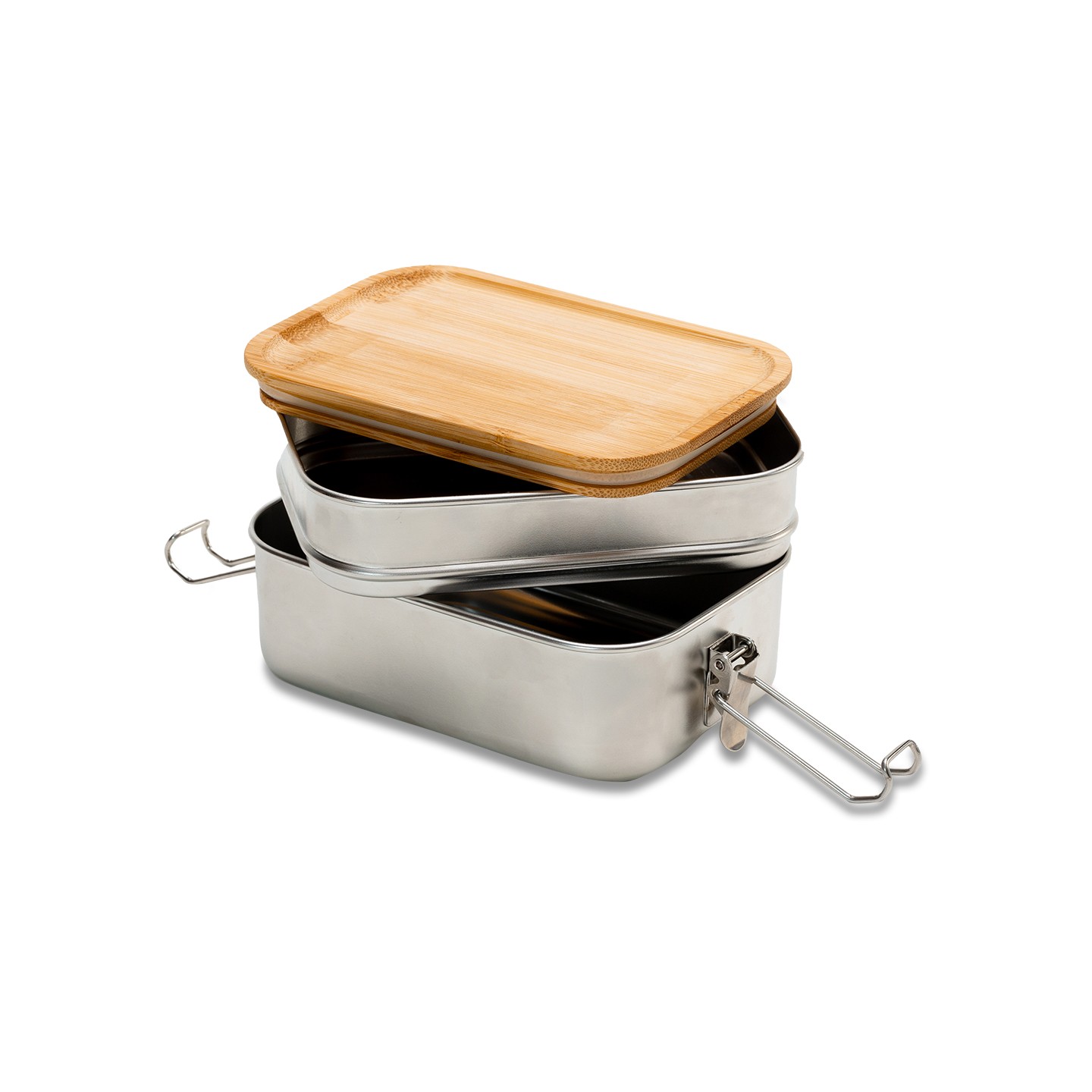 Double lunch box Alcora 1100 ml, srebrny
