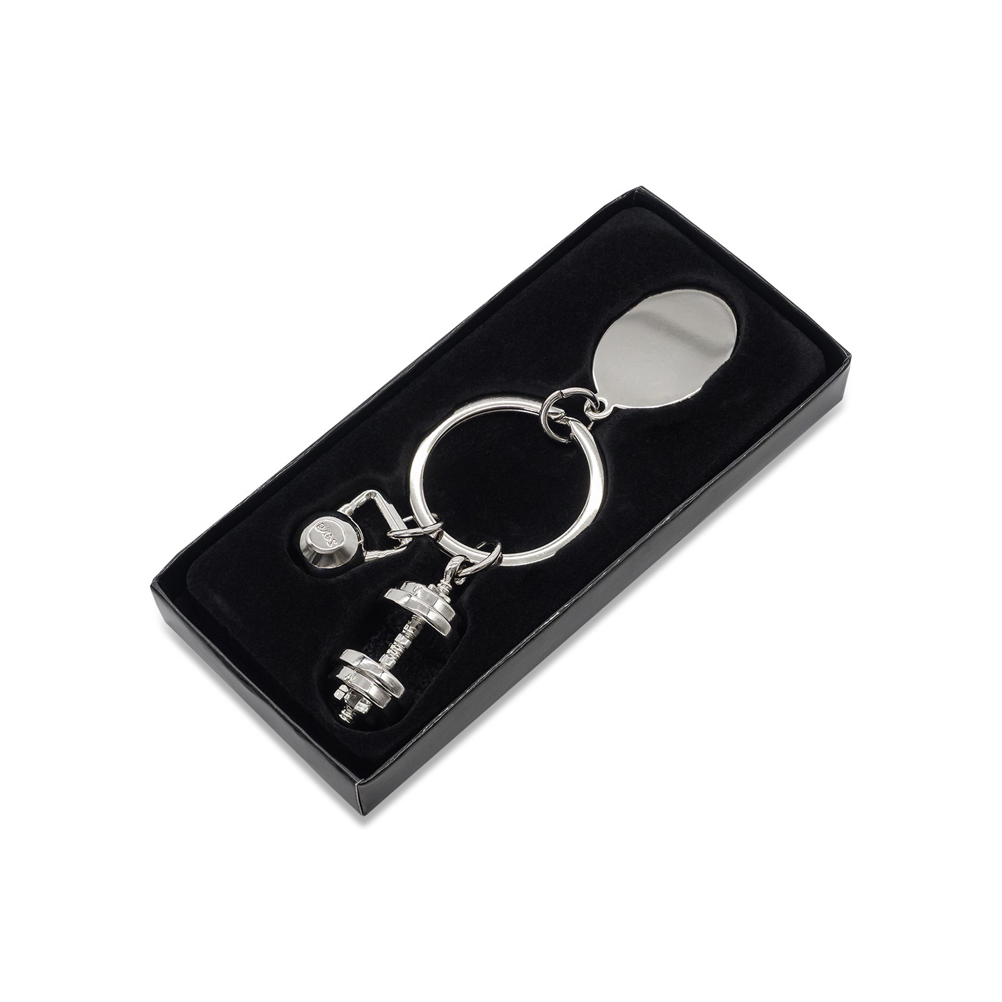 Brelok z motywem sportowym GymKey, srebrny