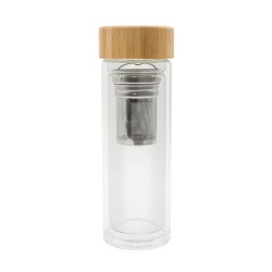 Dwuścienna butelka z zaparzaczem Helen 400 ml, transparentny