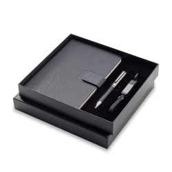 Zestaw upominkowy z kablem USB 2w1 Davos, czarny