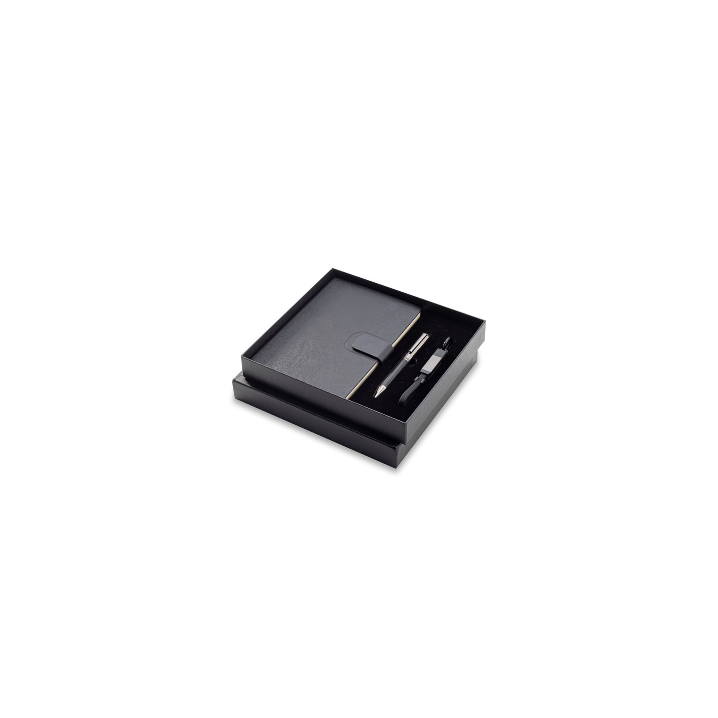 Zestaw upominkowy z kablem USB 2w1 Davos, czarny